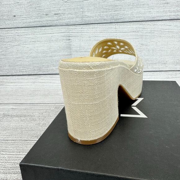 Marc Fisher LTD Natural Eyelet Summer Foreva Platform Sandals Size 10 - Picture 8 of 12